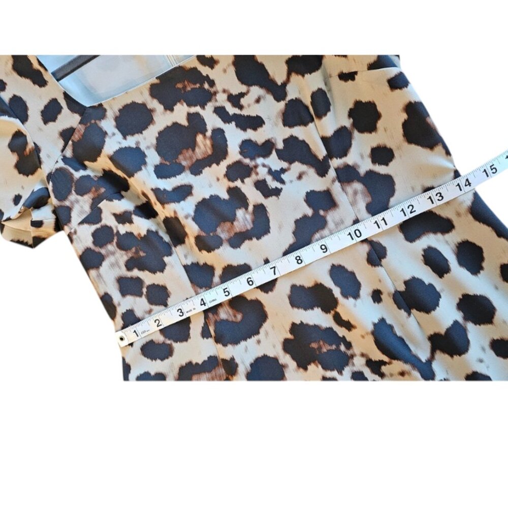 Banana Republic Dress  4P 4 Petite Animal Print Short Sleeve - Picture 6 of 8
